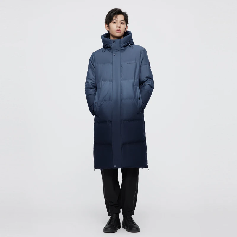 BOSIDENG X-long мужской пуховик с капюшоном утепленные пуховики градиентные синие B20145117