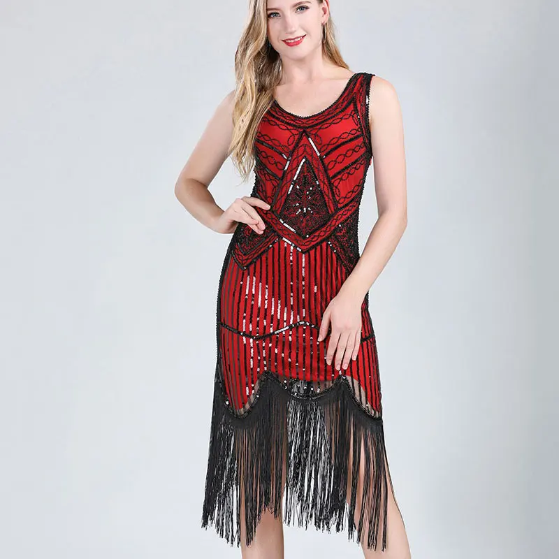 Женское платье-Чарльстон с блестками и бахромой в стиле 1920-х годов - купить по