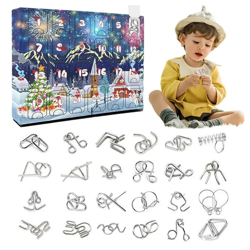 

Brain Teaser Puzzle Advent Calendar 24 Piece Countdown Calendar Multifunctional Nursery With Disentanglement Puzzles BoxFor Gift