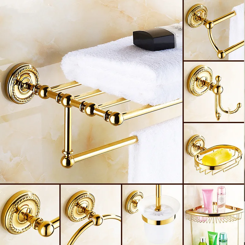 Gold Bathroom Accessories Bath Brass Bathroom Soap Dish Set Toilet Life Bathroom Rack Paper Holder Bathroom Appliance