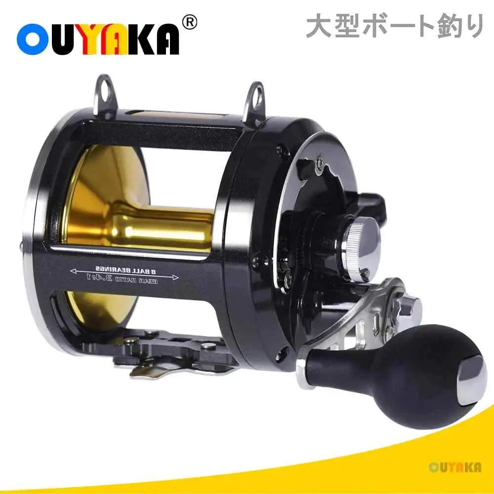 Metal Trolling Fishing Reel Jigging All Aluminum Alloy Body Saltwater Drum Max Drag 30KG Boat Carretilha Pesca Round Baitcasting