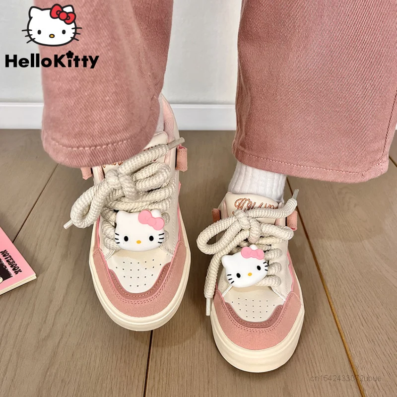 

Sanrio Hello Kitty New Style Shoes Women Sneakers Korean Fashion Pink Platform Shoes Y2k Aesthetic Board Shoe Thick Sole Sneaker