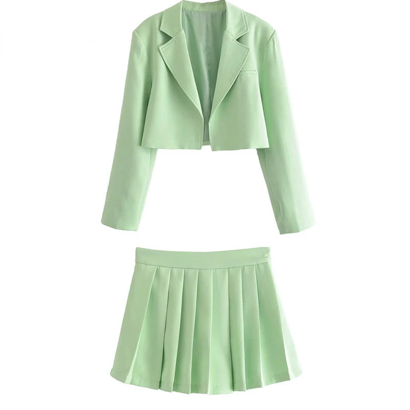 

Летний костюм с юбкой SLTNX, элегантные женские комплекты, женский короткий Блейзер, юбка, одежда, модные женские костюмы из двух предметов