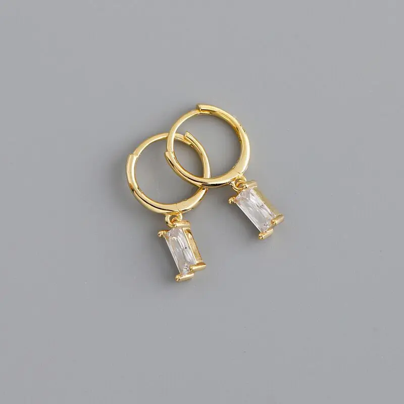 

Bohemia Piercing Square Single Zircon Simple Hoops Earrings for Women Fashion Jewelry Pendientes Ins Same Aretes Party Gifts