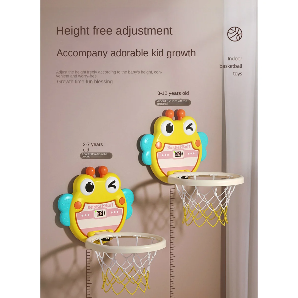 

Electronic Scorer Basketball Hoop for Kids,Mini Basketball Hoop Indoor with Balls Inflator for Indoor Outdoor Door Wall