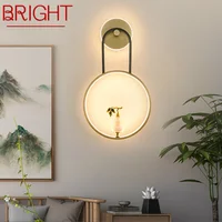 BRIGHT Chinese Style Brass Wall Lamp LED 3 Colors Vintage Creative Gourd Sconce Light For Home Living Room Bedroom Bedside