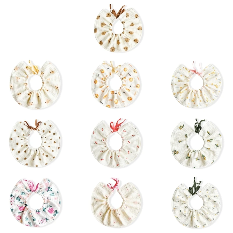 

57EE Baby Burp Cloth Floral Drooling Bib Round Nursing Bib 360 Degree Rotating Bib High Absorb Saliva Towel Infant Essential