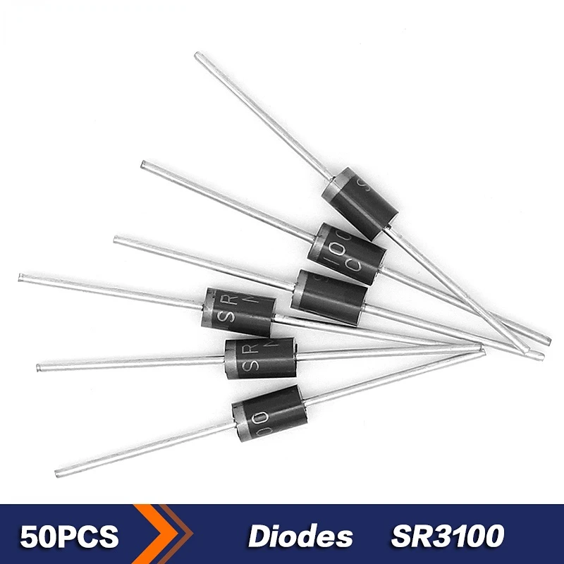 

50pcs/lot Schottky Rectifier Diodes SR3100 3A 100V Schottky Diode DO-201AD