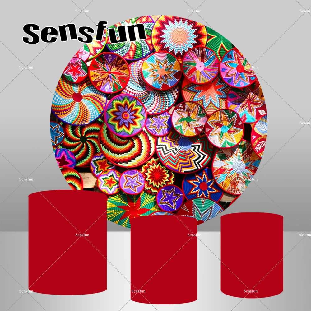 Мексиканский стиль 3D Цветочный узор печать круглый фон для традиционных
