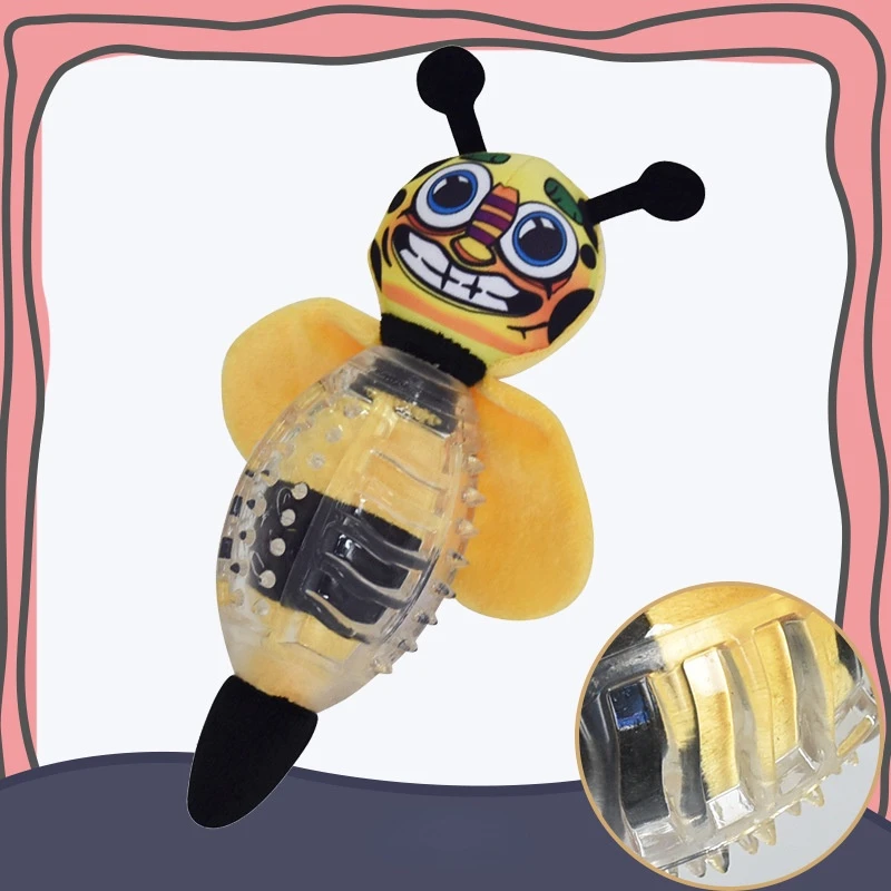 Pet Dog Toy Bee Shape Squeaky Toy Canvas Dog Bite Resistant Chew Toy TPR Rubber Sound Toy Puppy Cleaning Teeth Tool Dog Supplies