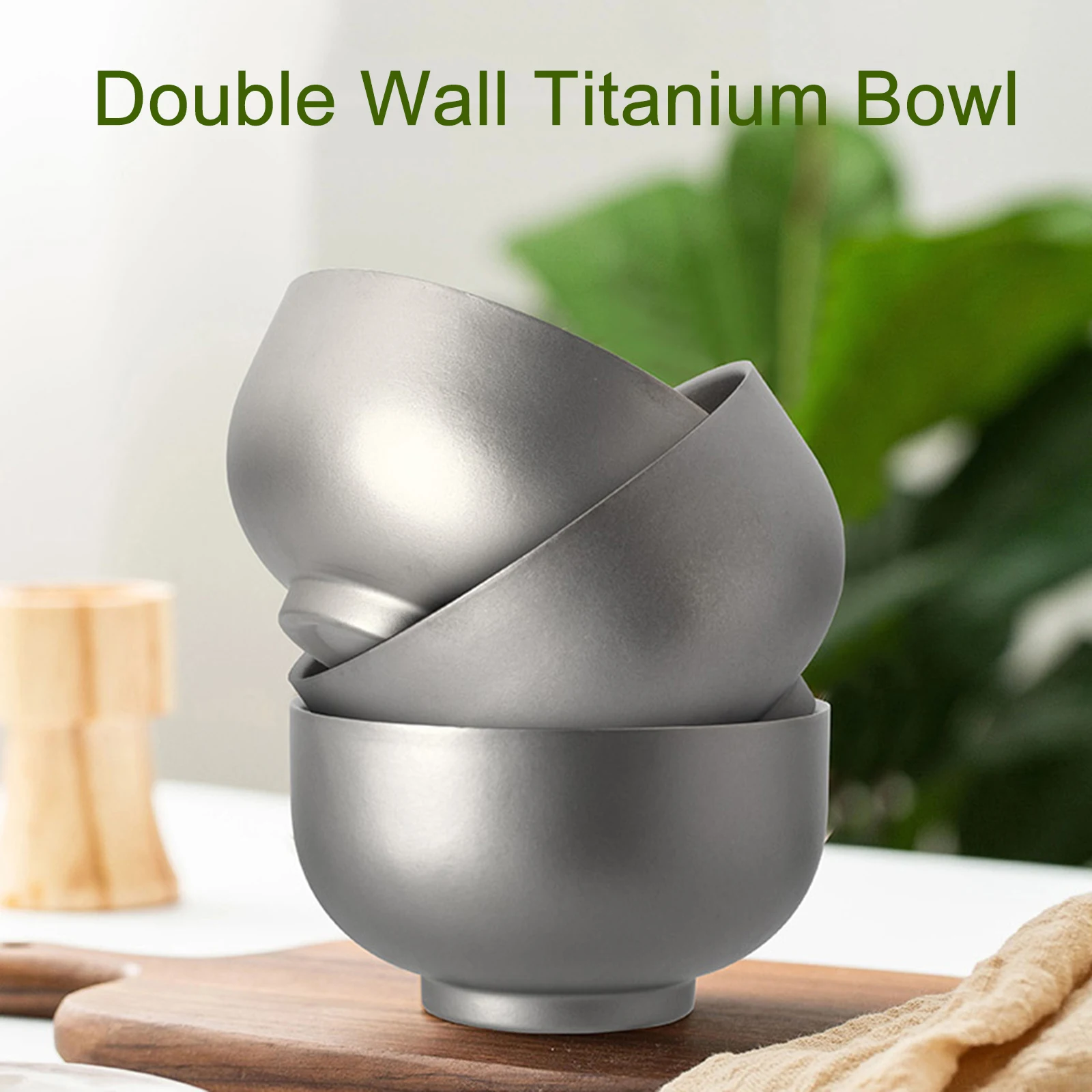 

Double Wall Camping Titanium Bowl Hiking Portable Outdoor Tableware Cookware For Adult Children Outdoor Camping Tableware