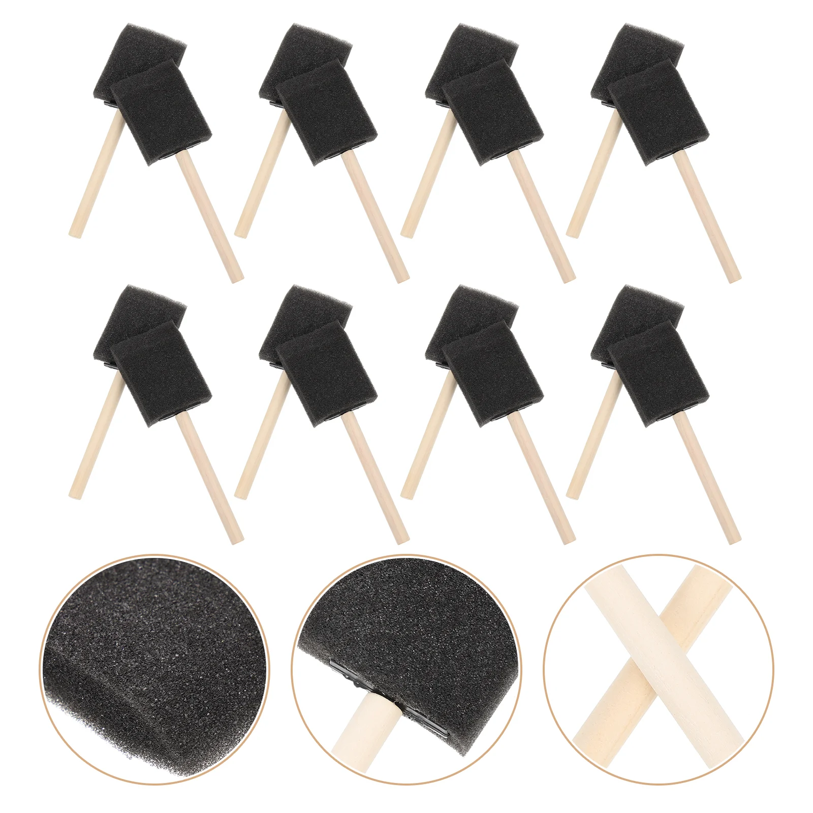 

20 Pcs Sponge Brush Kids Painting Doodling Brushes Suit DIY Graffiti Wood Handle Wooden
