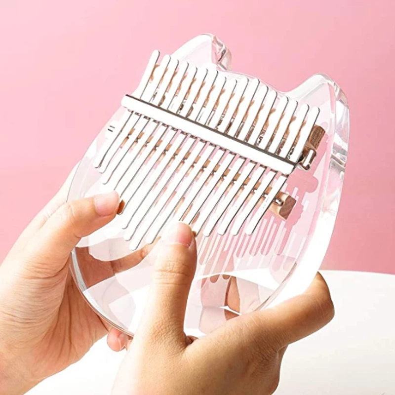 2022 New 17 Keys Kalimba Cat Claw Acrylic Body Musical Instruments Portable Purple Bear Small Waist Keyboard Pronunciation Box |