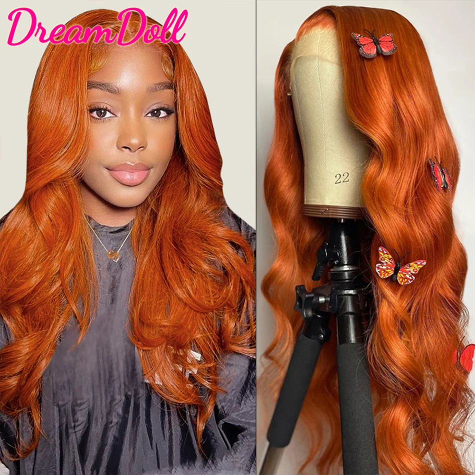 

Orange Ginger Colored Human Hair Wigs 13x4 HD Lace Front Human Hair Wigs Raw Indian Body Wave Frontal Wig 4x4 5x5 HD Closure Wig