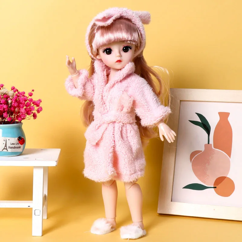 

1/6 Removable Dress Up Little Girl Playhouse Toy Fashion 30cm BJD Doll 13 Active Joints 3D Eyes Princess Set Doll Birthday Gift