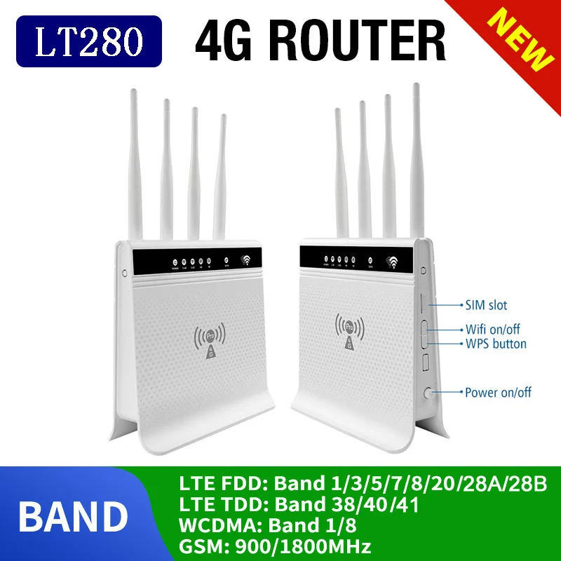 LT280 Networking Lte Home External Antenna Modem 3G WPS CPE Voice Mesh Wireless 4G Wifi Router With Sim Card Slot RJ11 RJ45 Port