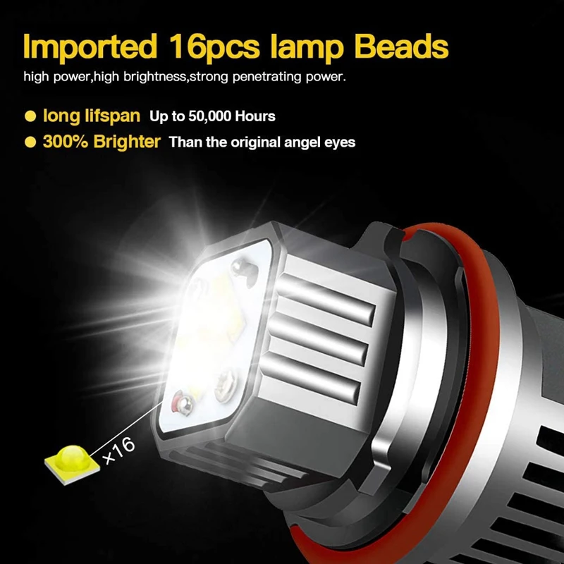 2 шт. белые глаза ангела гало кольцо маркер фотолампа 80 Вт 6000K для-BMW 1 5 7 серии X3 X5 E39