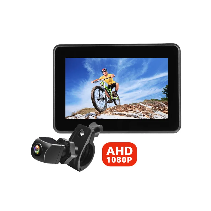 

Велосипедное зеркало на руль AHD1080P, велосипедная камера заднего вида, перезаряжаемая с 4,3-дюймовым монитором, видеорегистратор, автомобильные регулируемые кронштейны ночного видения
