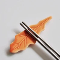 46pcs simulation leaves chopsticks rests ceramics chopsticks holder spoon stand dinner table decoration