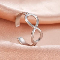 cooltime 2022 new adjustable infinity women ring stainless steel gold steel color ring anniversary birthday gift