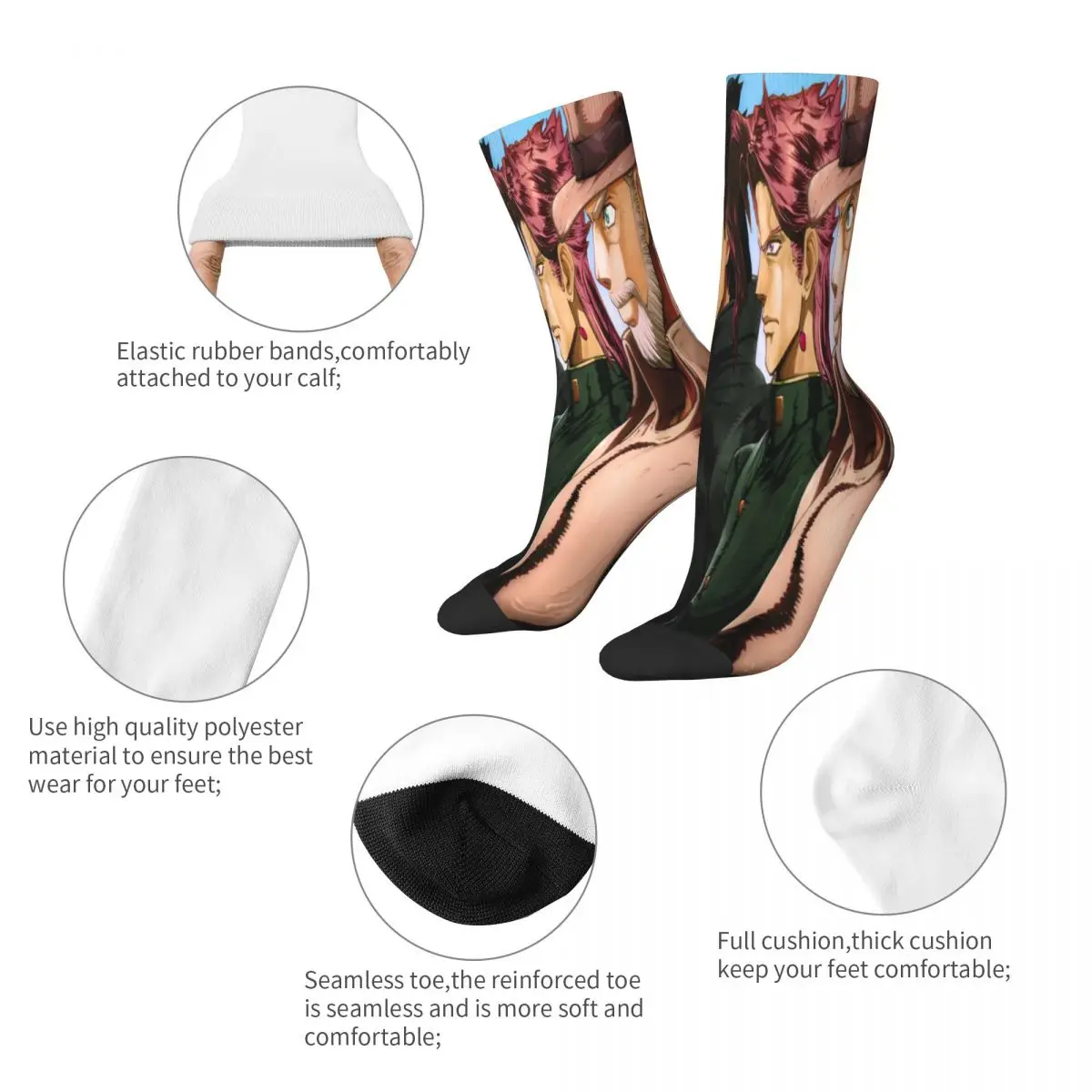 Jotaro Kujo Team JoJo's Bizarre Adventure Socks Male Mens Women Winter Stockings Harajuku