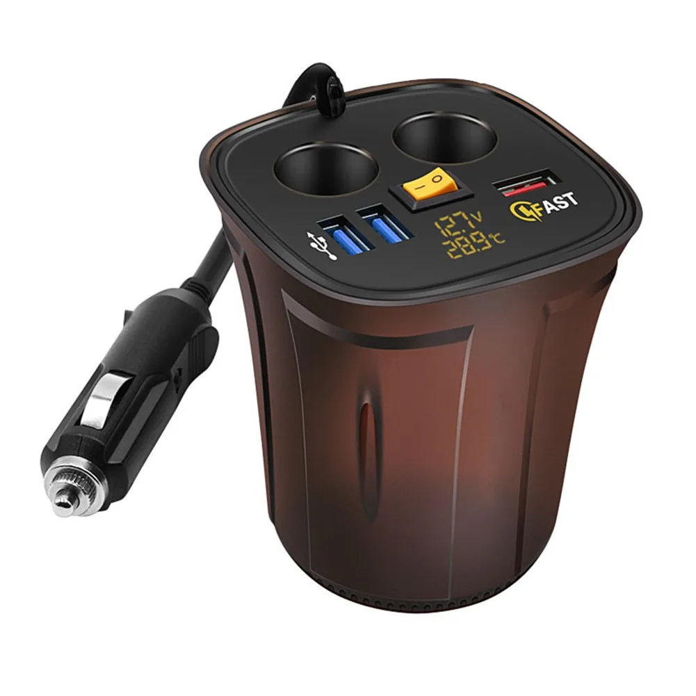

Black Car Charger Cup Shape Fast Socket 120W 12V-24V 1pcs 4200 MA 80 C