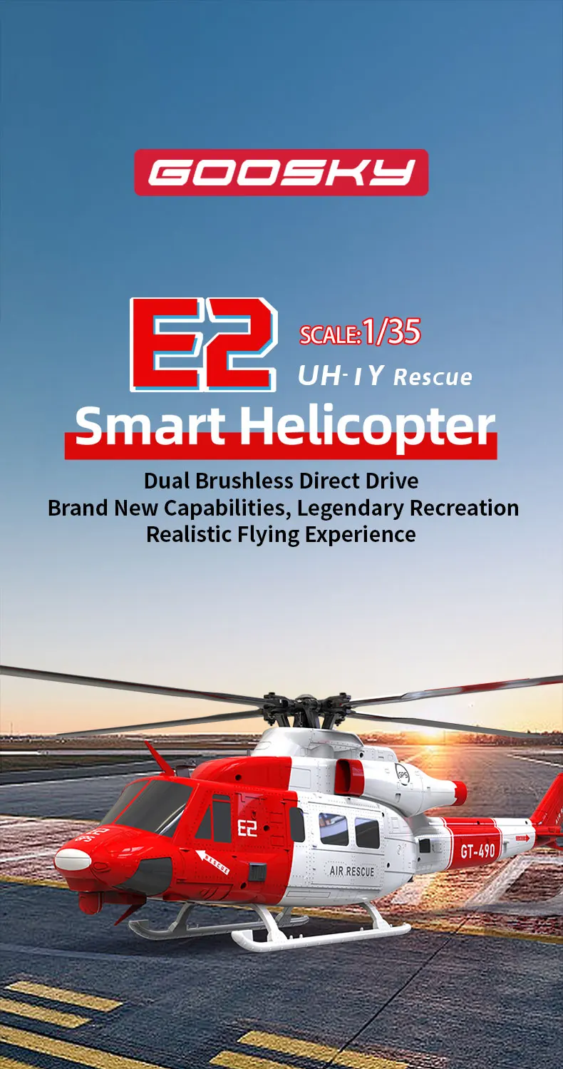 Фото Новый Goosky E2 Gps 1/35 Радиоуправляемый вертолет с двойным бесщеточным двигателем Tof Система управления полетом Bnf/Rtf Вертолет с дистанционным управлением Игрушка в подарок №2