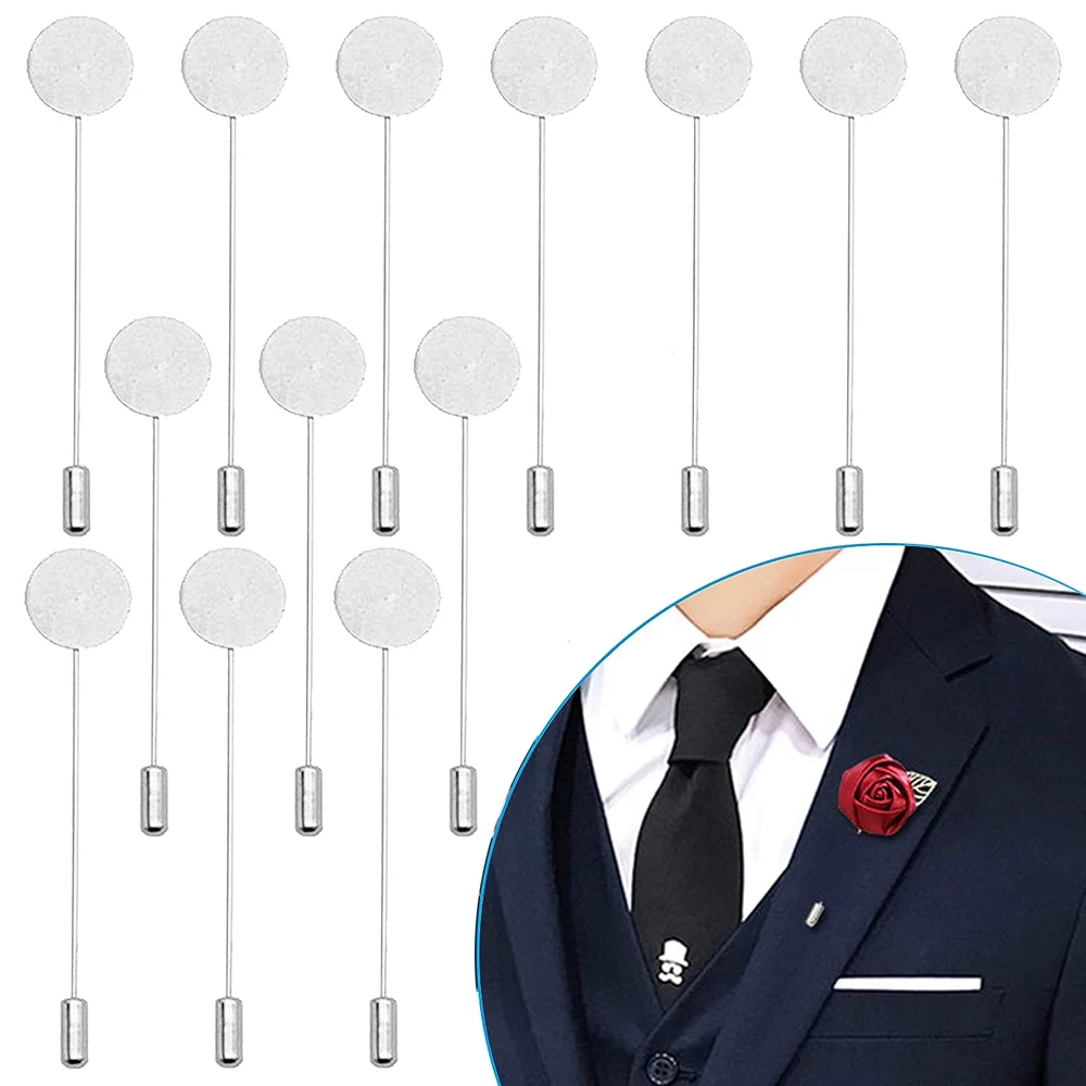 

20 Flat Round Tray Lapel Pin Stainless Steel Brooch Needle Lapel Pins Metal Crafts Pin for DIY Badge Jewelry Making Accessories