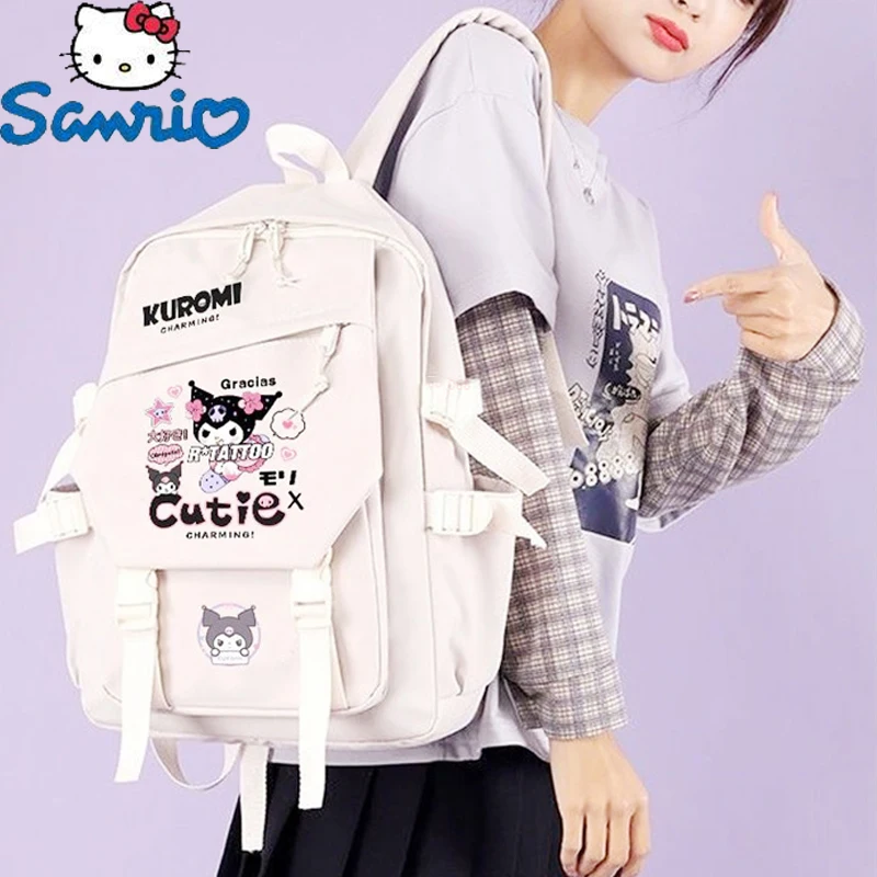 

Sanrio Kuromi Backpacks College Style Bags Student High Capacity Schoolbag Luxury Design 2k Women Cute Shoulder Bag Girl Gift
