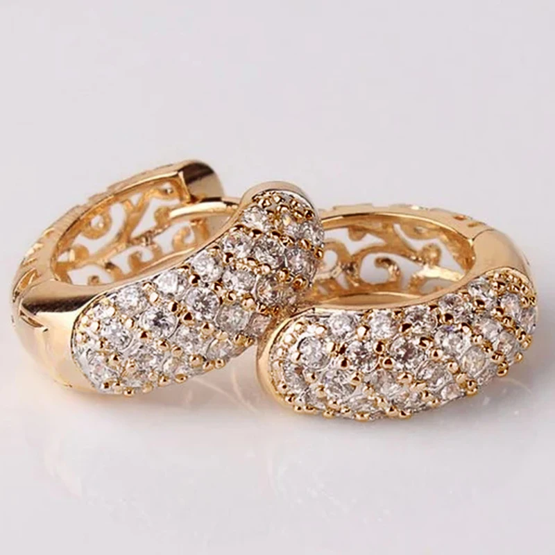 Серьги-кольца Huitan женские с блестящим кубическим цирконием, Изысканные ажурные украшения в эстетике, свадебная бижутерия