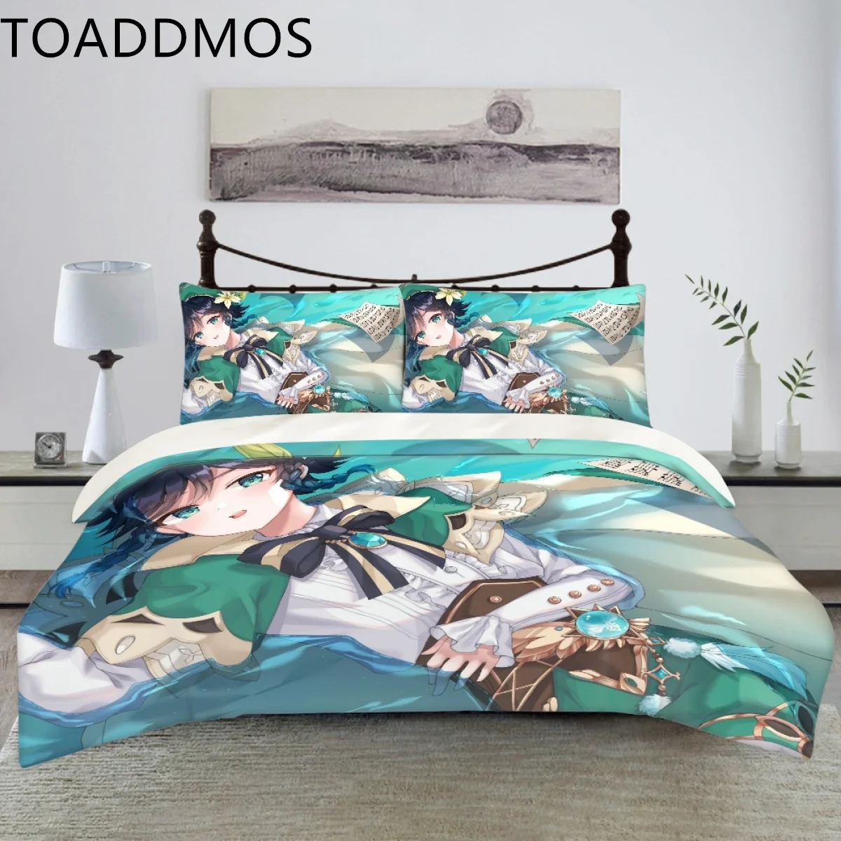 

Комплект постельного белья TOADDMOS Genshin Impact с 3D принтом, двойная кровать, пододеяльник, Королевский размер, игры, аниме, с наволочками, для взрослых, детей, спальни