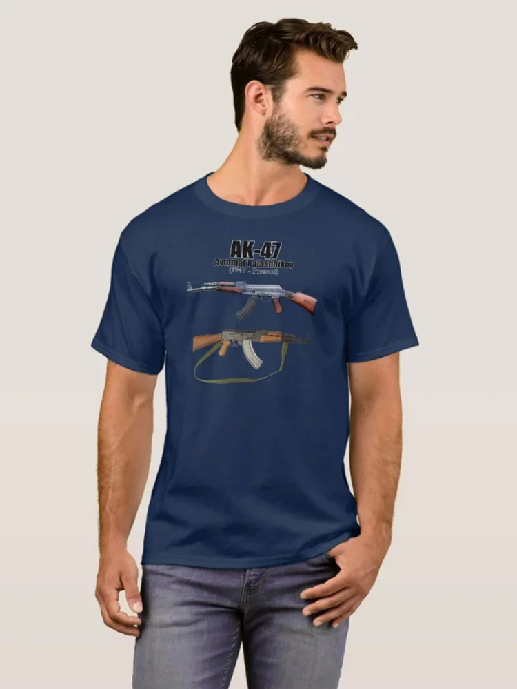 Футболка AK-47 History Avtomat Kalashnikova Assault Rifles 100% хлопок с круглым вырезом летняя