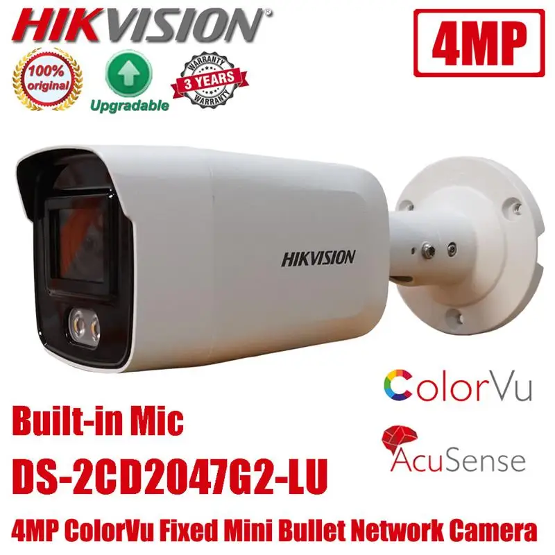 

Hikvision DS-2CD2047G2-LU 4MP POE Встроенный микрофон H.265 + IP67 ColorVu AcuSense фиксированная мини Сетевая IP-камера, полноцветная