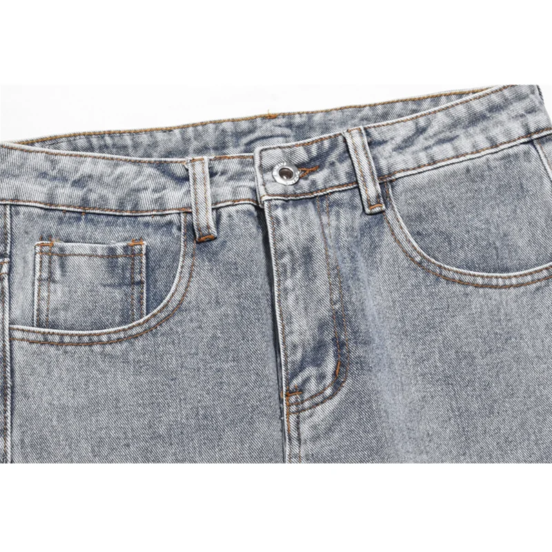 Streetwear Men American Style High Street Pants Leg Zipper Deconstructed Splicing Jeans New Versatile Casual Pants Autumn Female