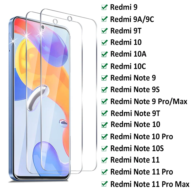 Закаленное стекло для Xiaomi Redmi 10 10A 10C 9 9A 9C, защитная пленка для экрана Redmi Note 9 10 11 Pro Max 9S 9T 10S 11S, защитная пленка