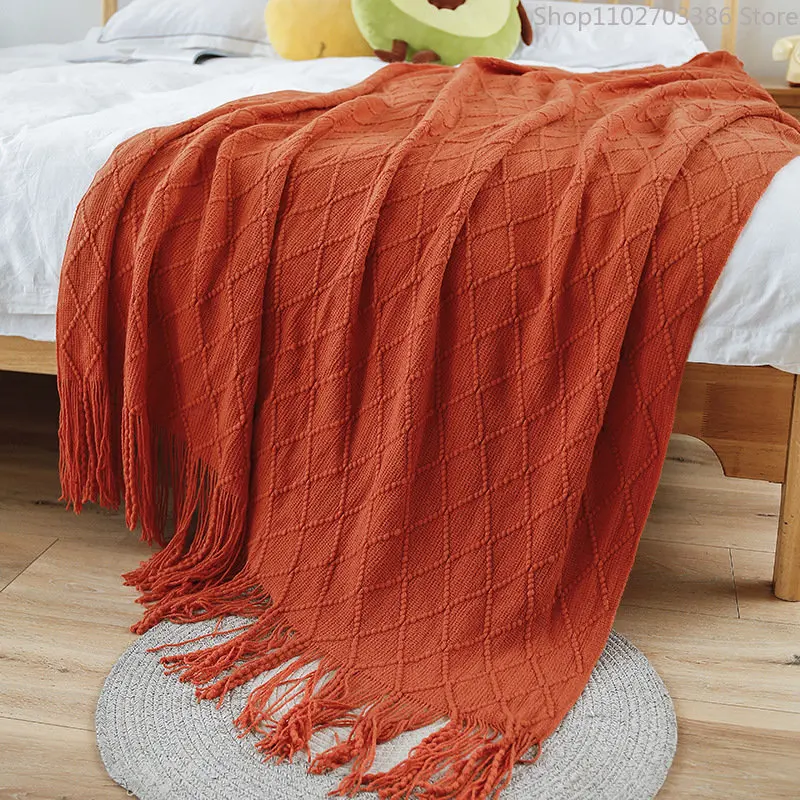 

Вязаное одеяло для дивана, плед для кровати, покрывало на кровать, декоративное одеяло для дивана с кисточками, воздушные одеяла
