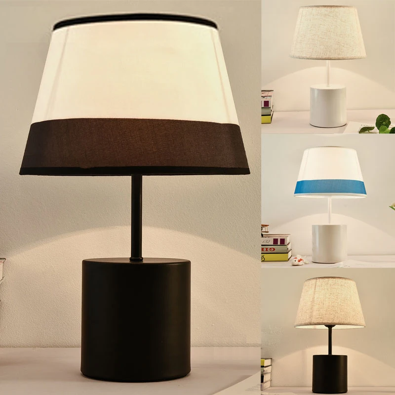 

Modern Fabric Lampshade Table Lamps Led Standing Lights Nordic Stand Light Fixtures for Bedroom Bedside Lamp Home Art Loft Decor