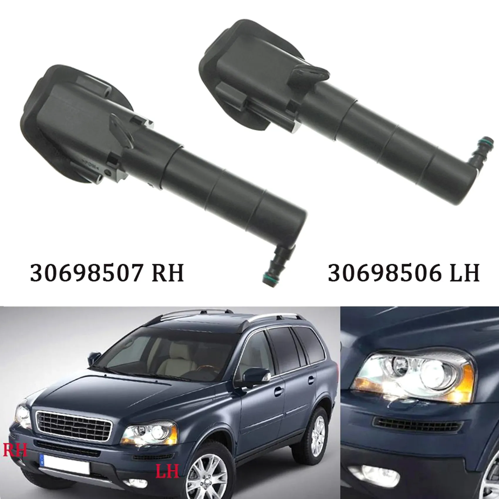

Headlight Washer Nozzle Water Spray Jet Actuator Cover for VOLVO XC90 MK1 / SUV 2006- 30698506 30698507