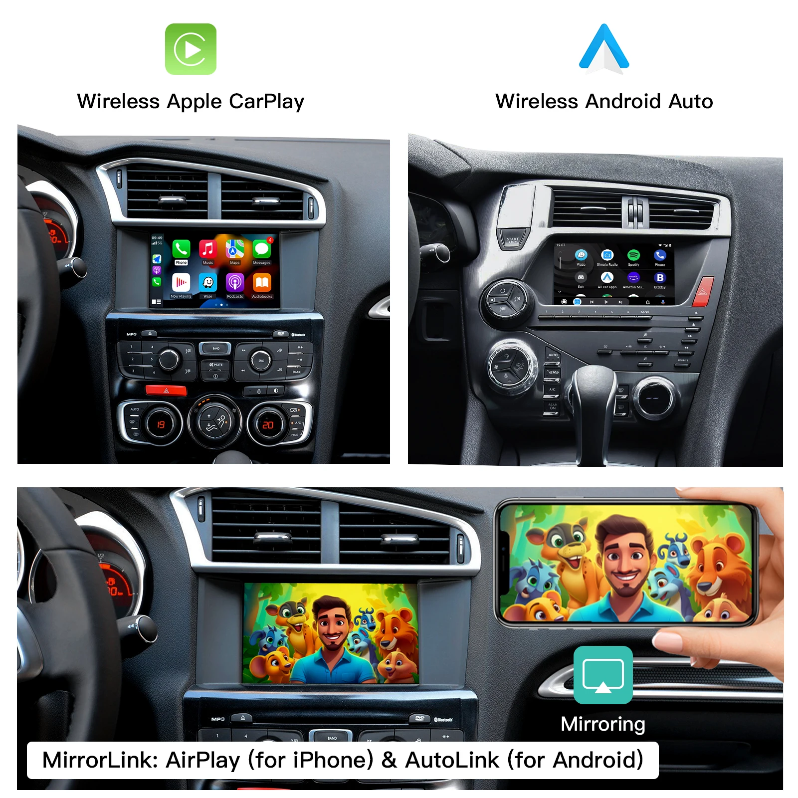 Фото Беспроводная коробка CARABC для Peugeot Citroen SMEG + Picasso C4 C5 DS4 DS3 308 508 208 3008 5008 Модуль Android Auto AirPlay №5