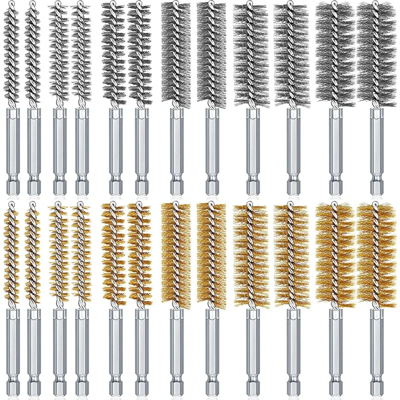 

Набор кистей для отверстий, бронзовая Щетка для отверстий из стальной проволоки, чистящая щетка из нержавеющей стали, подходит для электрич...