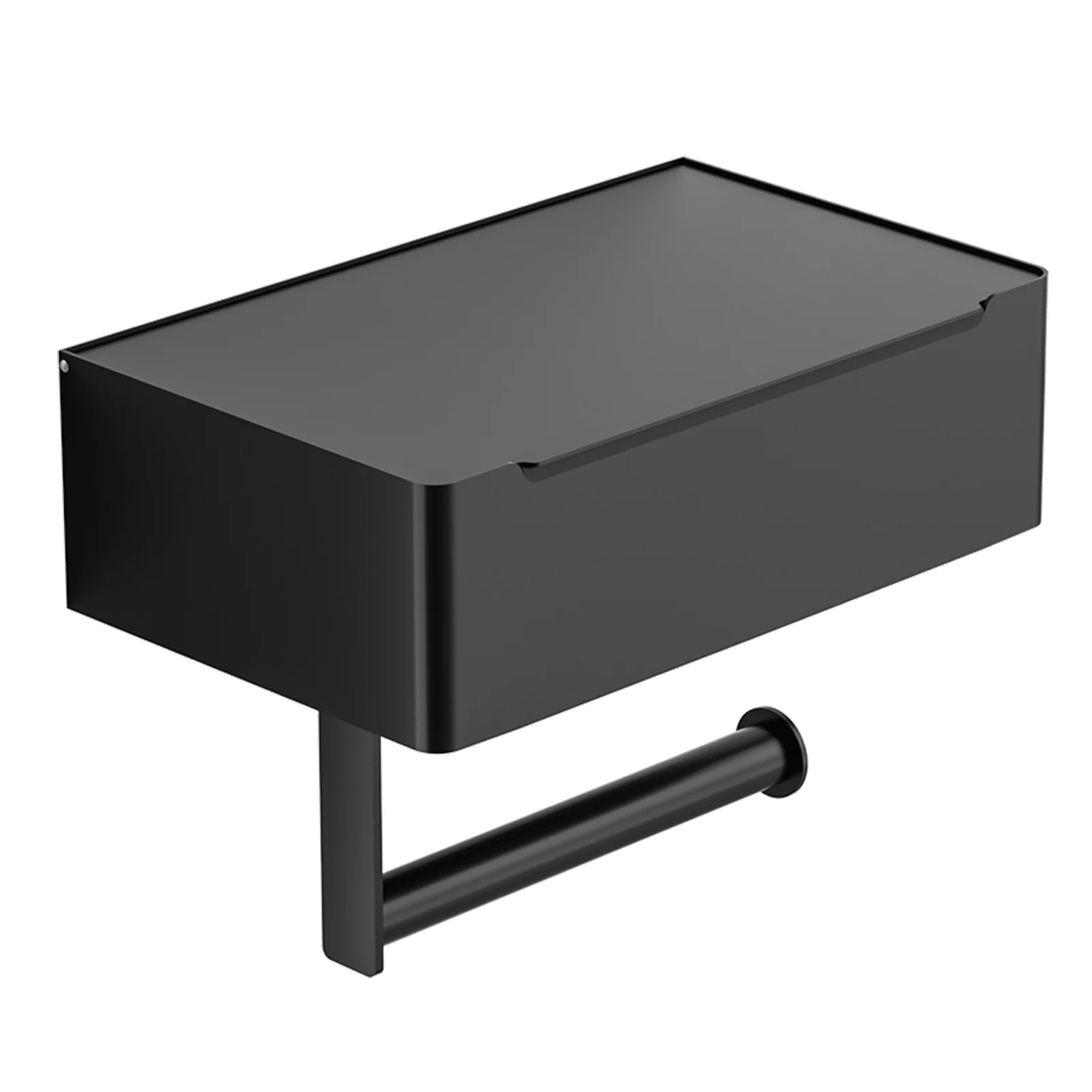

Wall Mount Modern Stainless Steel Multifunctional Hotel Accessories Home Toilet Paper Holder With Flushable Wipe Dispenser Black