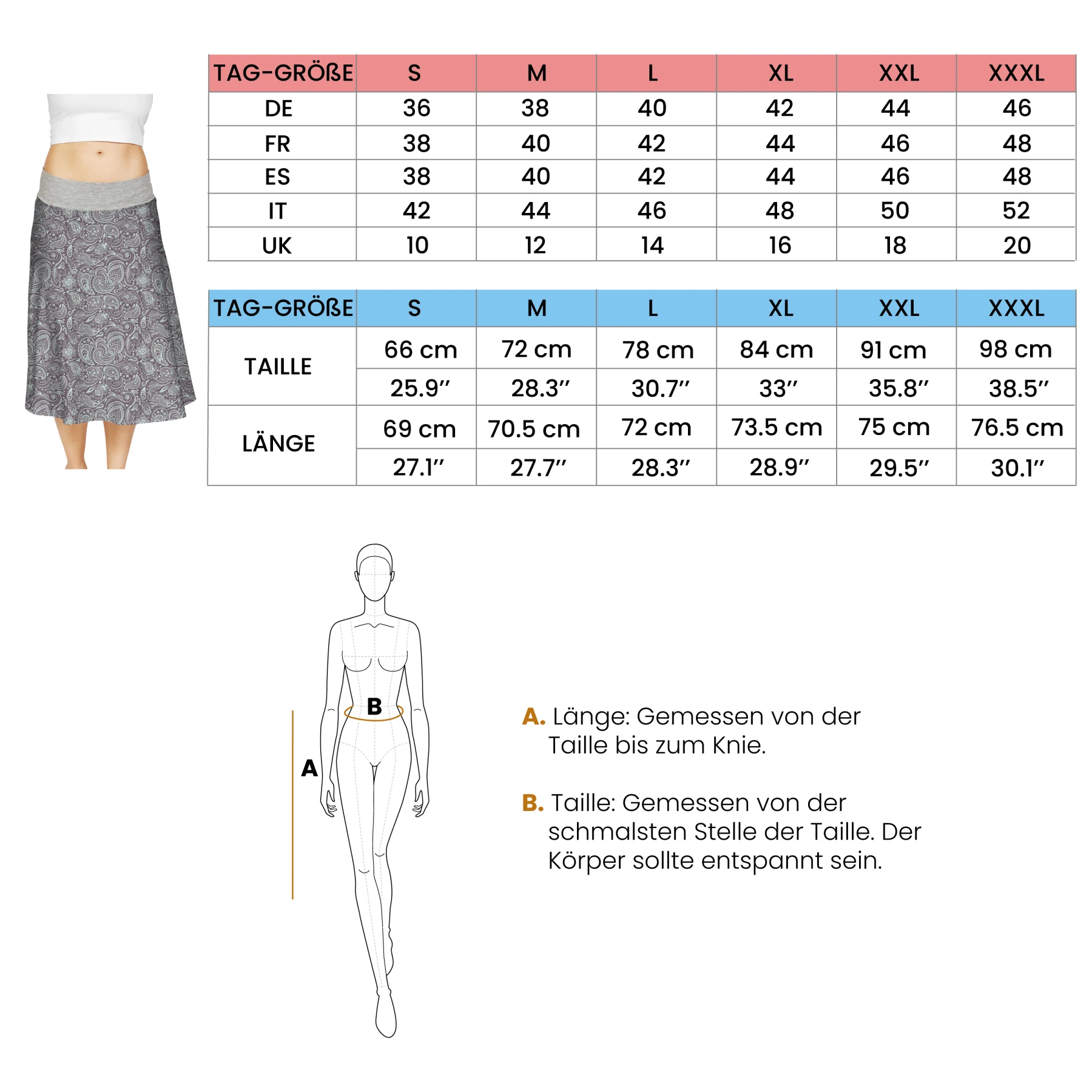 Юбка Женская средней длины с завышенной талией и принтом | одежда