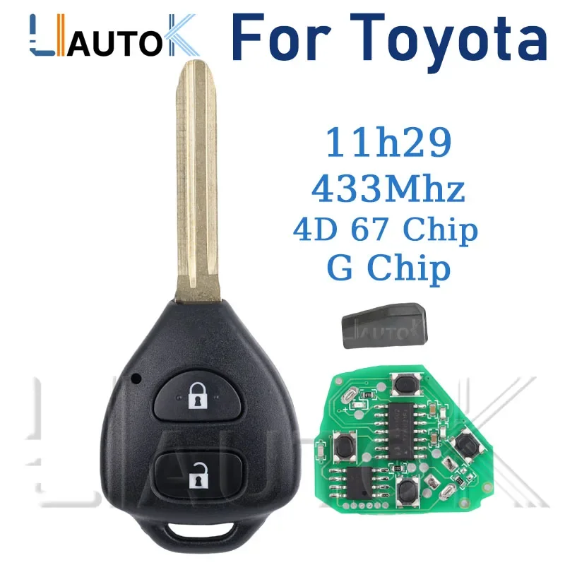 Фото Умный автомобильный ключ для Toyota Corolla RAV4 (Европа) 2006-2010, чип 11H29 ID67, 433 МГц, 2 кнопки, дистанционное управление №1