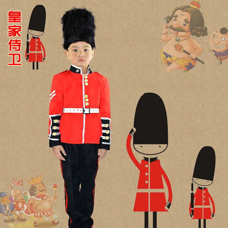 

Halloween Costume For Children British Royal Guard Uniform Boys Cosplay Costume Dress Up Princ Soldier Uniform Party Performance