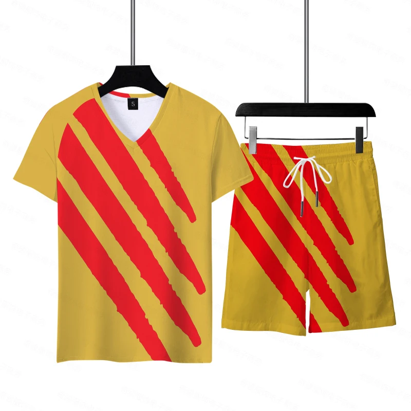 Новинка мужские и детские футболки с V-образным вырезом Комплект футболок для