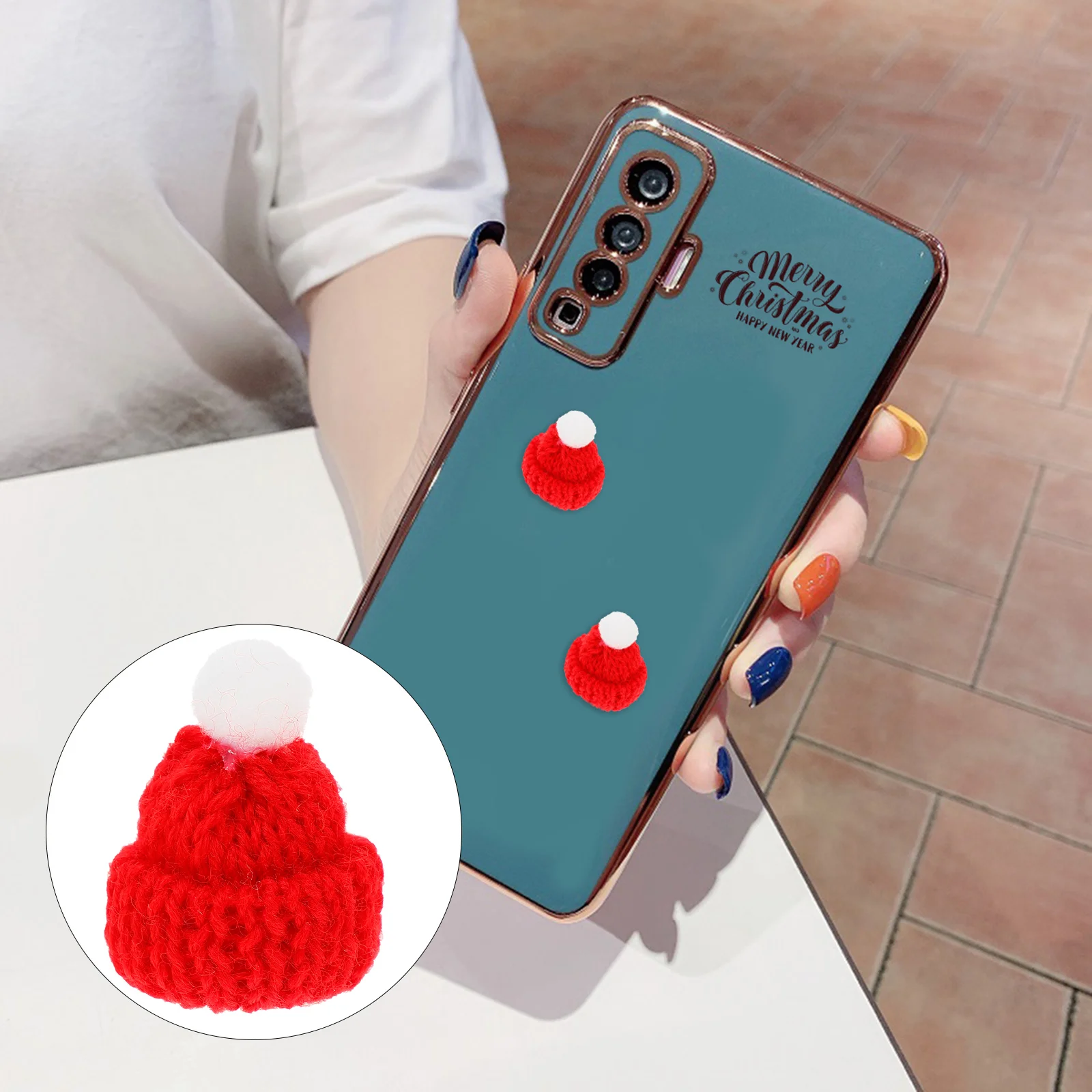 

Hats Christmas Mini Hat Santa Crafts Party Diy Cap Tiny Knit Knitted Cover Bottle Claus Favors Xmas Snowman Craft Handmade Yarn