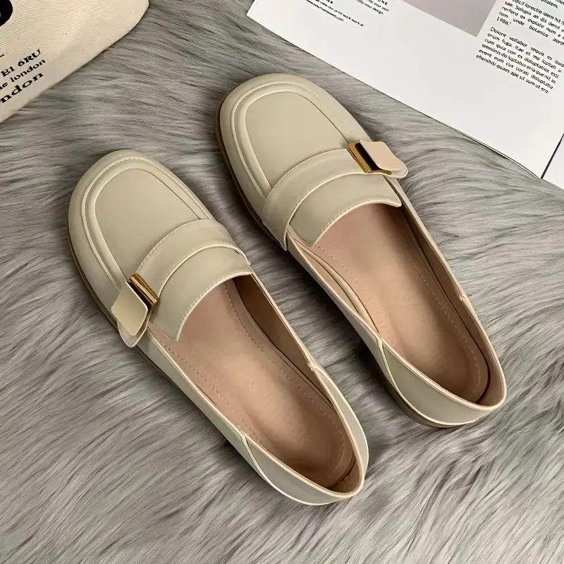 

Shoes for Women 2023 Flat Ladies Summer Footwear Normal Leather Casual Flats Loafers Round Toe Korean Style Wholesale Young Shoe