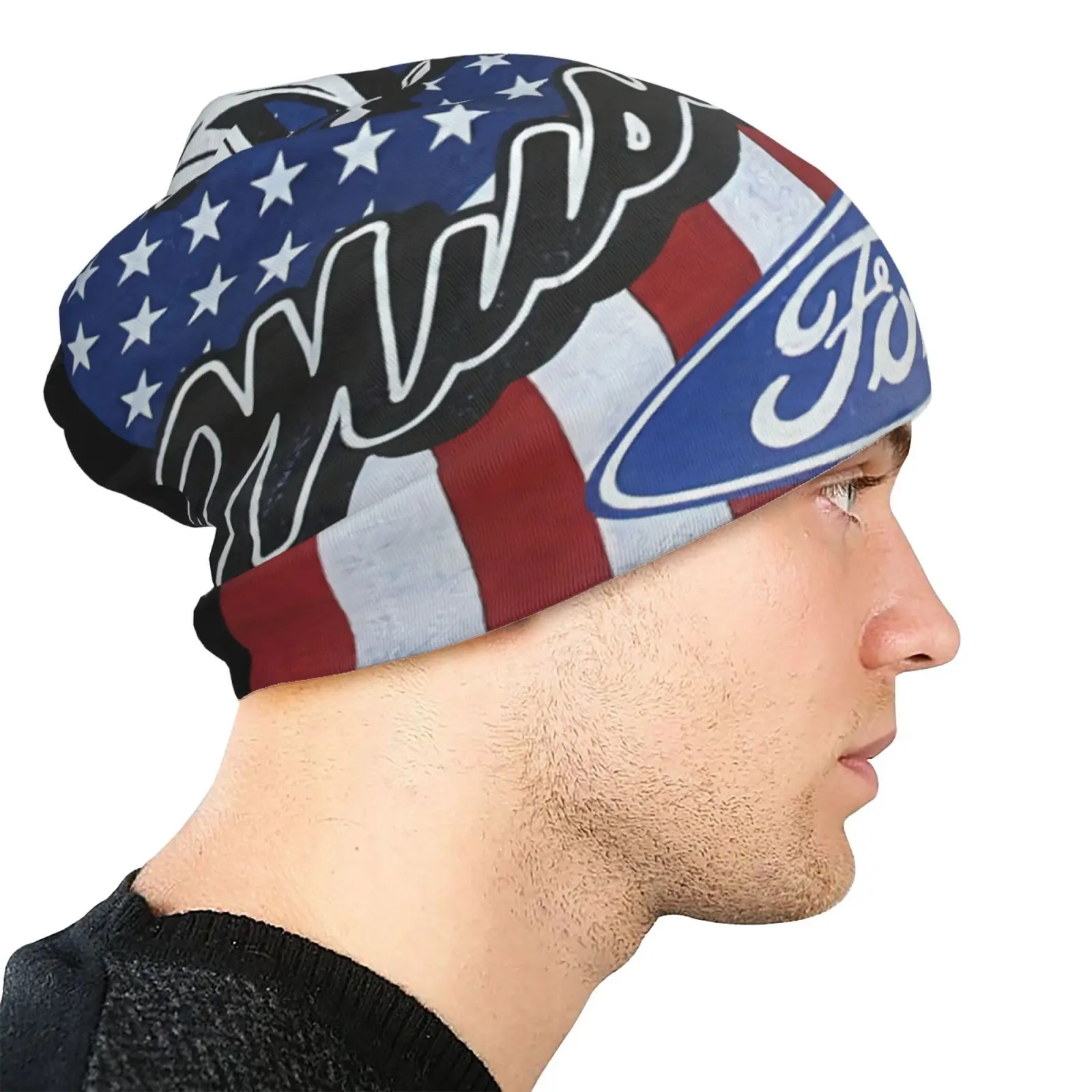 Вязаная шапка с американским флагом Ford Mustang логотипом на заказ женская мужская в