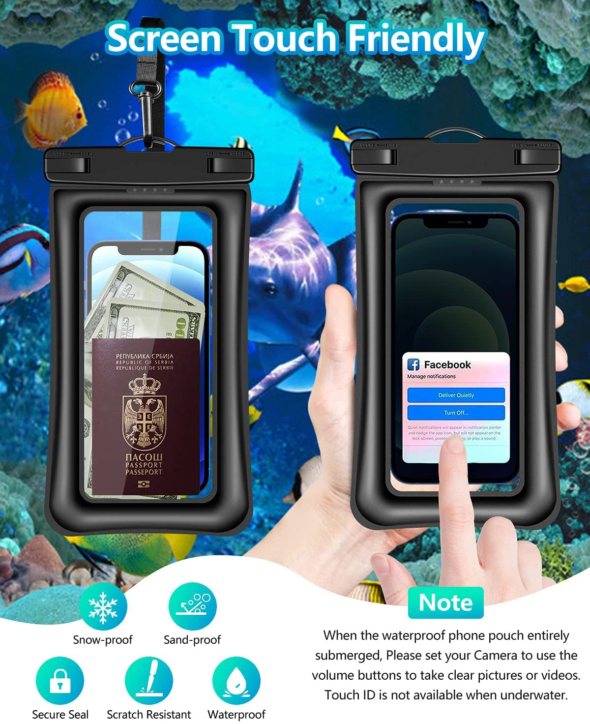 Универсальный водонепроницаемый чехол IP68 для iPhone 13 12 11 Pro Max водонепроницаемая