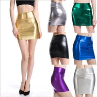 magic color new laser skirt pu texture gilded hip skirt womens short skirt sexy tight one step skirt